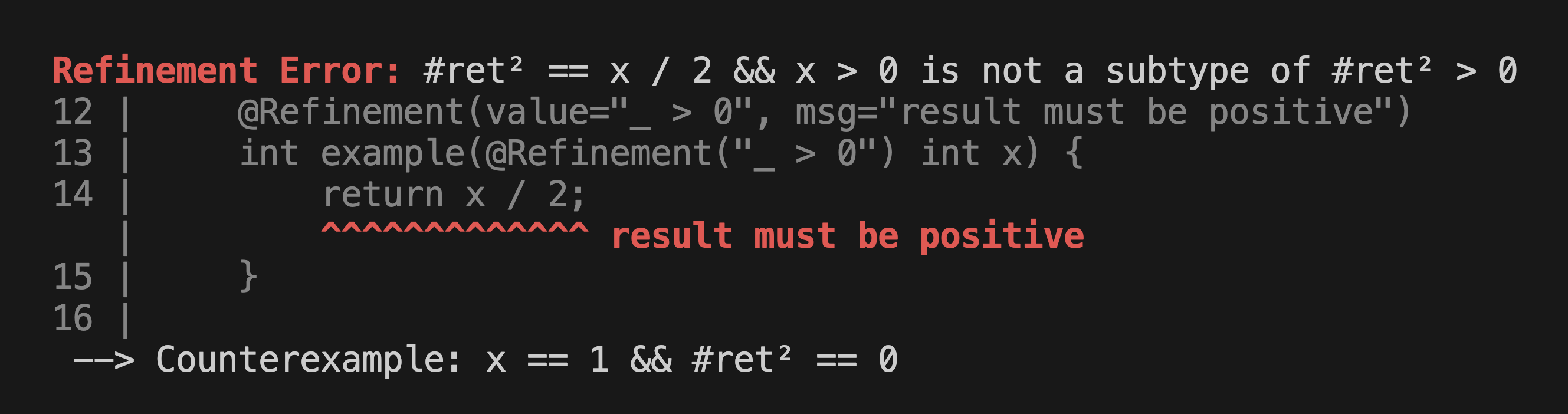 Example LiquidJava refinement error